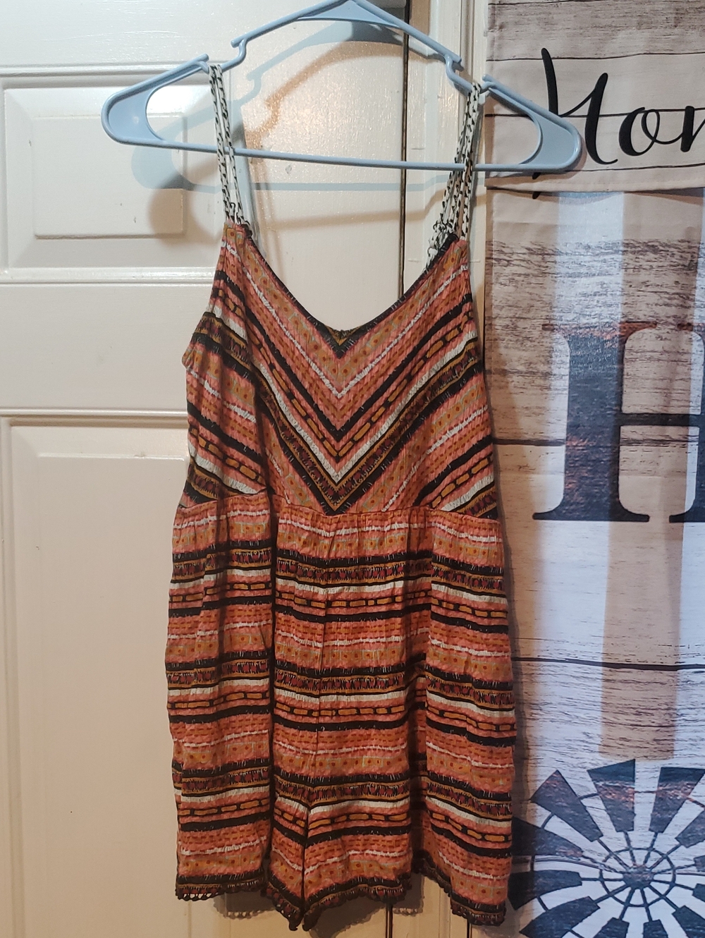 Xhilaration Orange and Black Patterned Romper